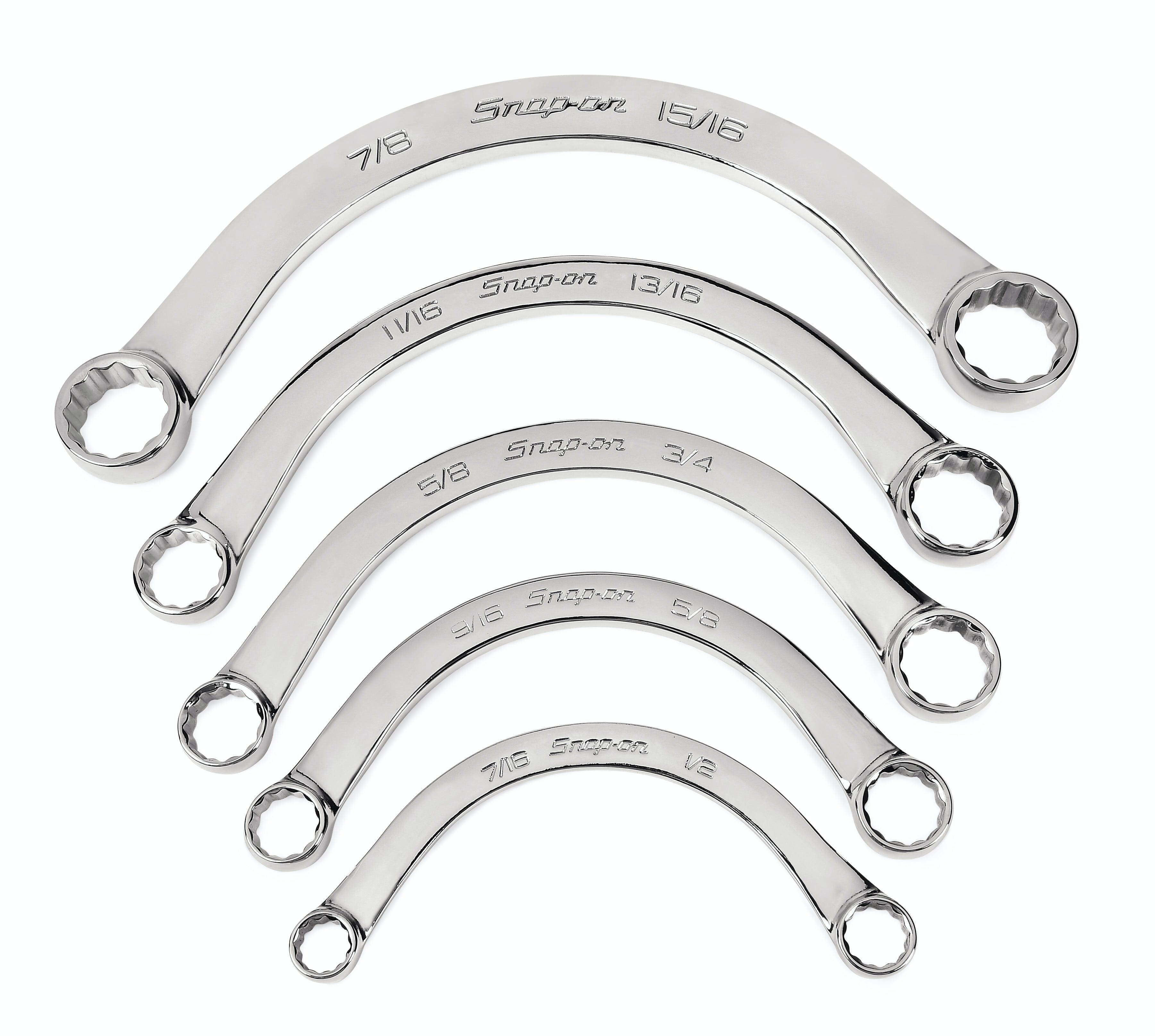 5 pc 12-Point SAE Flank Drive® Half-Moon Box Wrench Set (7/16-15/16 5 pc 12-Point SAE Flank Drive® Half-Moon Box Wrench Set (7/16-15/16